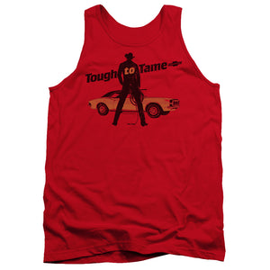 AN OFFCIALLY LICENSED CHEVROLET TOUGH TO TAME ADULT UNISEX TANK TOP RED