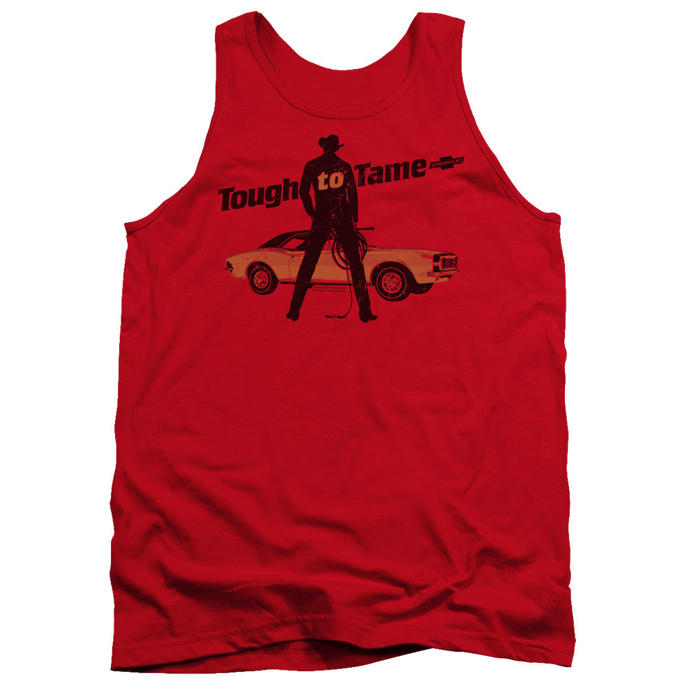 AN OFFCIALLY LICENSED CHEVROLET TOUGH TO TAME ADULT UNISEX TANK TOP RED