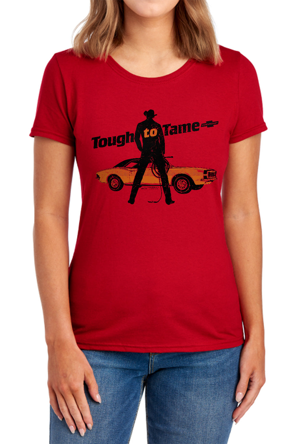 AN OFFCIALLY LICENSED CHEVROLET TOUGH TO TAME WOMEN'S REGULAR FIT T-SHIRT RED