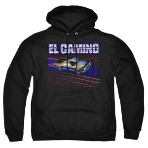 AN OFFCIALLY LICENSED CHEVROLET EL CAMINO 85 ADULT UNISEX PULLOVER HOODIE BLACK