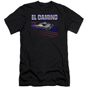 AN OFFCIALLY LICENSED CHEVROLET EL CAMINO 85 MEN'S PREMIUM SLIM FIT T-SHIRT BLACK