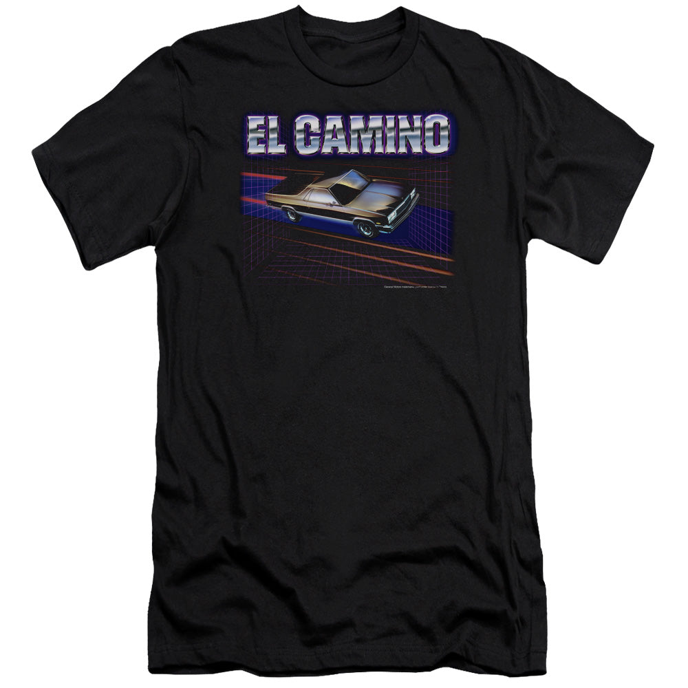 AN OFFCIALLY LICENSED CHEVROLET EL CAMINO 85 MEN'S PREMIUM SLIM FIT T-SHIRT BLACK