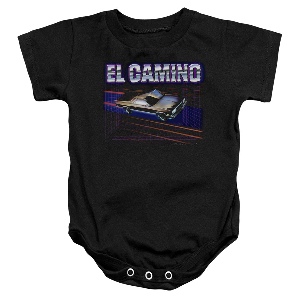 AN OFFCIALLY LICENSED CHEVROLET EL CAMINO 85 BABY BODYSUIT BLACK