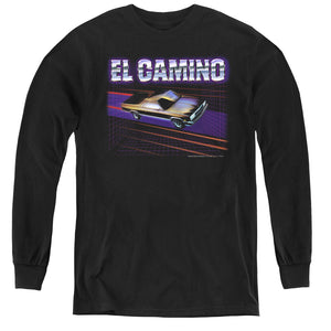 AN OFFCIALLY LICENSED CHEVROLET EL CAMINO 85 YOUTH LONG SLEEVE T-SHIRT BLACK