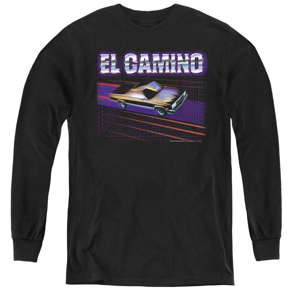 AN OFFCIALLY LICENSED CHEVROLET EL CAMINO 85 YOUTH LONG SLEEVE T-SHIRT BLACK