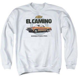 AN OFFCIALLY LICENSED CHEVROLET ALSO A TRUCK ADULT UNISEX CREWNECK SWEATSHIRT WHITE
