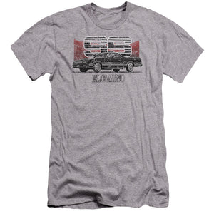AN OFFCIALLY LICENSED CHEVROLET EL CAMINO SS MOUNTAINS MEN'S PREMIUM SLIM FIT T-SHIRT ATHLETIC HEATHER