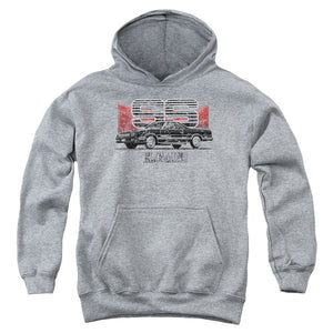 AN OFFCIALLY LICENSED CHEVROLET EL CAMINO SS MOUNTAINS YOUTH HOODIE ATHLETIC HEATHER
