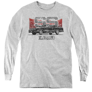 AN OFFCIALLY LICENSED CHEVROLET EL CAMINO SS MOUNTAINS YOUTH LONG SLEEVE T-SHIRT ATHLETIC HEATHER
