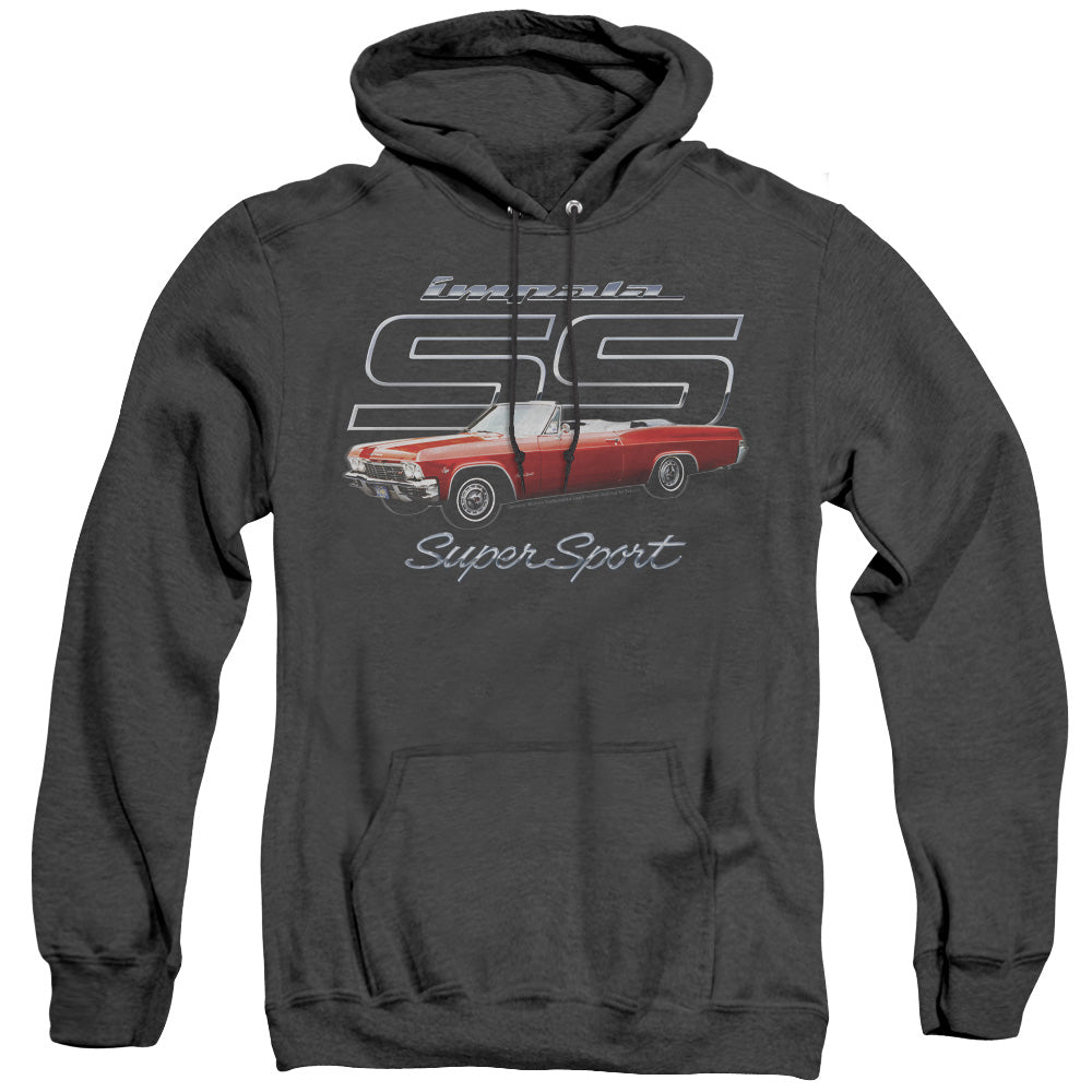 AN OFFCIALLY LICENSED CHEVROLET IMPALA SS ADULT UNISEX HEATHER PULLOVER HOODIE BLACK