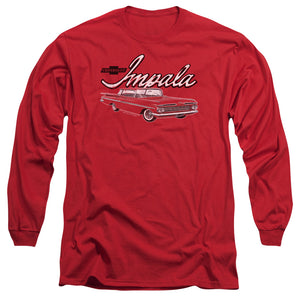 AN OFFCIALLY LICENSED CHEVROLET CLASSIC IMPALA MEN'S LONG SLEEVE T-SHIRT RED