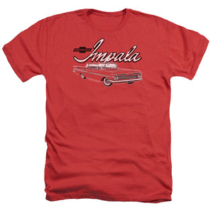 AN OFFCIALLY LICENSED CHEVROLET CLASSIC IMPALA MEN'S HEATHER T-SHIRT RED
