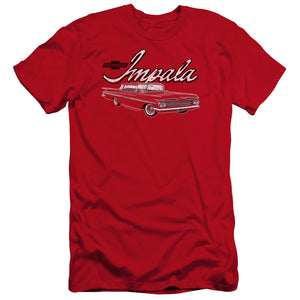 AN OFFCIALLY LICENSED CHEVROLET CLASSIC IMPALA MEN'S PREMIUM SLIM FIT T-SHIRT RED