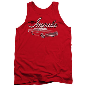 AN OFFCIALLY LICENSED CHEVROLET CLASSIC IMPALA ADULT UNISEX TANK TOP RED