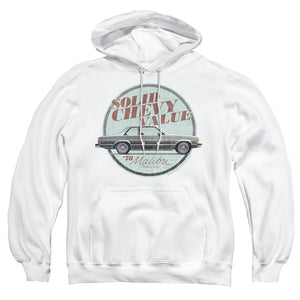 AN OFFCIALLY LICENSED CHEVROLET DO THE BU ADULT UNISEX PULLOVER HOODIE WHITE