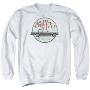 AN OFFCIALLY LICENSED CHEVROLET DO THE BU ADULT UNISEX CREWNECK SWEATSHIRT WHITE