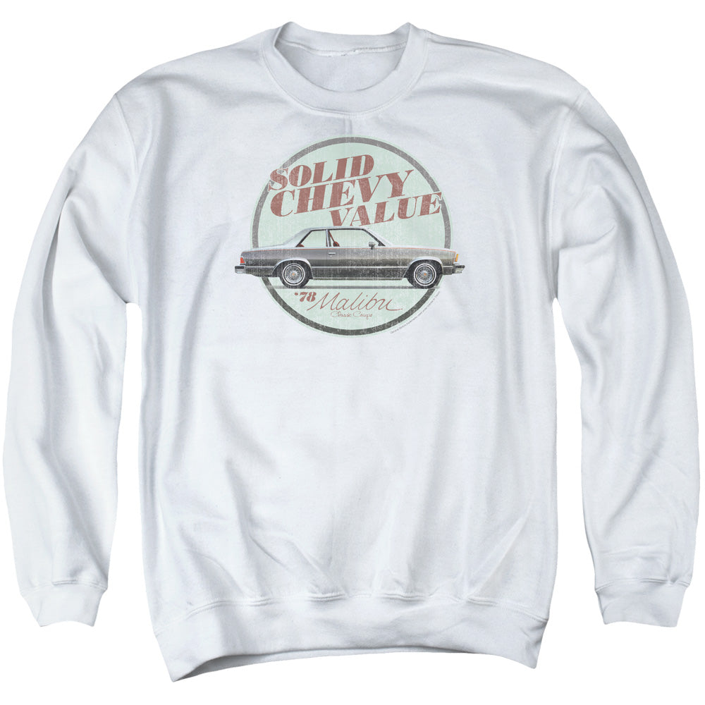 AN OFFCIALLY LICENSED CHEVROLET DO THE BU ADULT UNISEX CREWNECK SWEATSHIRT WHITE