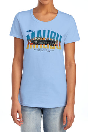 AN OFFCIALLY LICENSED CHEVROLET THUMBS UP WOMEN'S REGULAR FIT T-SHIRT LIGHT BLUE