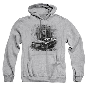 AN OFFCIALLY LICENSED CHEVROLET MONTE CARLO DRAWING ADULT UNISEX PULLOVER HOODIE ATHLETIC HEATHER