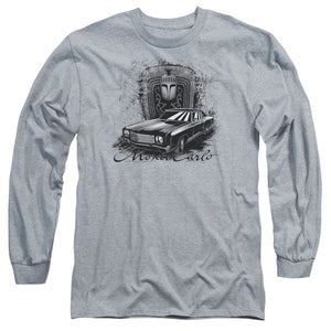 AN OFFCIALLY LICENSED CHEVROLET MONTE CARLO DRAWING MEN'S LONG SLEEVE T-SHIRT ATHLETIC HEATHER
