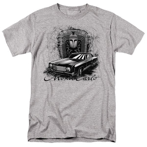 AN OFFCIALLY LICENSED CHEVROLET MONTE CARLO DRAWING MEN'S REGULAR FIT T-SHIRT ATHLETIC HEATHER
