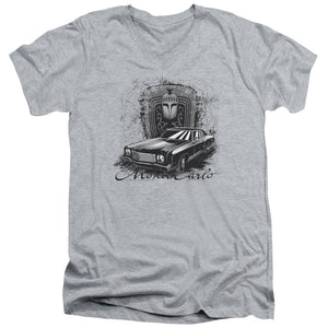 AN OFFCIALLY LICENSED CHEVROLET MONTE CARLO DRAWING MEN'S V-NECK T-SHIRT ATHLETIC HEATHER