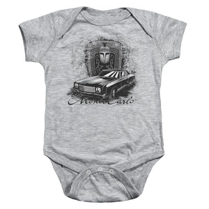 AN OFFCIALLY LICENSED CHEVROLET MONTE CARLO DRAWING BABY BODYSUIT ATHLETIC HEATHER