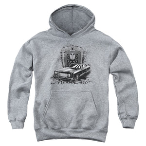 AN OFFCIALLY LICENSED CHEVROLET MONTE CARLO DRAWING YOUTH HOODIE ATHLETIC HEATHER