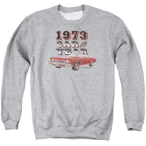 AN OFFCIALLY LICENSED CHEVROLET CAR OF THE YEAR ADULT UNISEX CREWNECK SWEATSHIRT ATHLETIC HEATHER