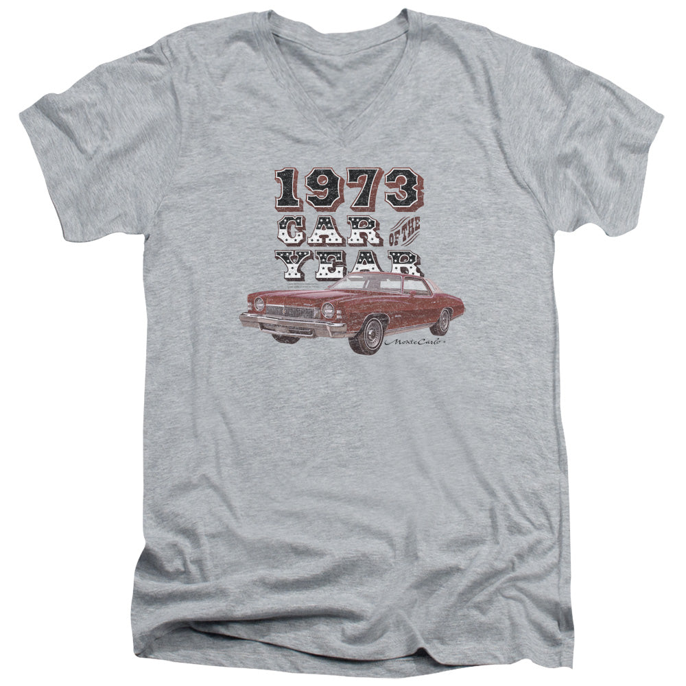 AN OFFCIALLY LICENSED CHEVROLET CAR OF THE YEAR MEN'S V-NECK T-SHIRT ATHLETIC HEATHER