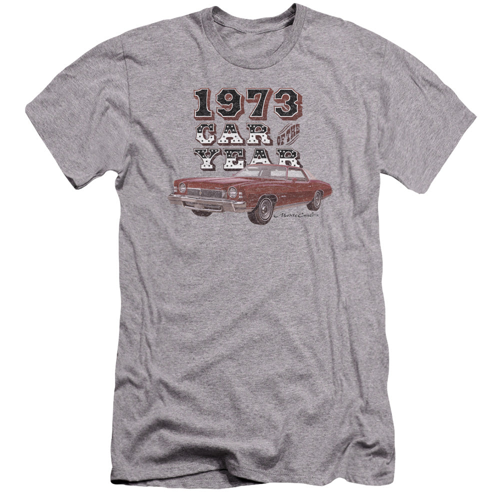 AN OFFCIALLY LICENSED CHEVROLET CAR OF THE YEAR MEN'S PREMIUM SLIM FIT T-SHIRT ATHLETIC HEATHER