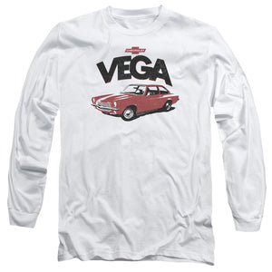 AN OFFCIALLY LICENSED CHEVROLET ROUGH VEGA MEN'S LONG SLEEVE T-SHIRT WHITE