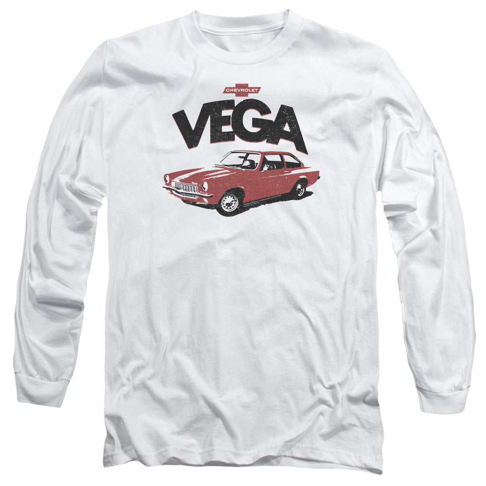 AN OFFCIALLY LICENSED CHEVROLET ROUGH VEGA MEN'S LONG SLEEVE T-SHIRT WHITE