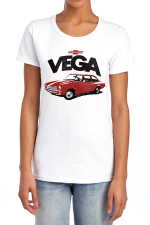 AN OFFCIALLY LICENSED CHEVROLET ROUGH VEGA WOMEN'S REGULAR FIT T-SHIRT WHITE