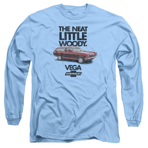 AN OFFCIALLY LICENSED CHEVROLET VEGA THE NEAT LITTLE WOODY MEN'S LONG SLEEVE T-SHIRT CAROLINA BLUE