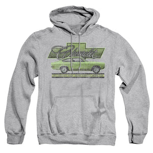 AN OFFCIALLY LICENSED CHEVROLET VEGA CAR OF THE YEAR 71 ADULT UNISEX PULLOVER HOODIE ATHLETIC HEATHER