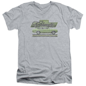 AN OFFCIALLY LICENSED CHEVROLET VEGA CAR OF THE YEAR 71 MEN'S V-NECK T-SHIRT ATHLETIC HEATHER