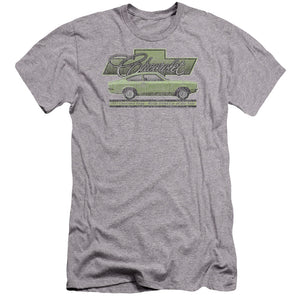 AN OFFCIALLY LICENSED CHEVROLET VEGA CAR OF THE YEAR 71 MEN'S PREMIUM SLIM FIT T-SHIRT ATHLETIC HEATHER
