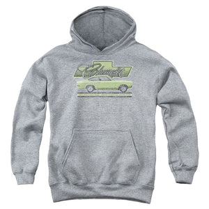 AN OFFCIALLY LICENSED CHEVROLET VEGA CAR OF THE YEAR 71 YOUTH HOODIE ATHLETIC HEATHER