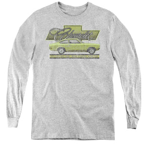 AN OFFCIALLY LICENSED CHEVROLET VEGA CAR OF THE YEAR 71 YOUTH LONG SLEEVE T-SHIRT ATHLETIC HEATHER