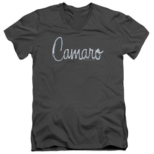 AN OFFCIALLY LICENSED CHEVROLET CLASSIC CAMARO METAL MEN'S V-NECK T-SHIRT CHARCOAL