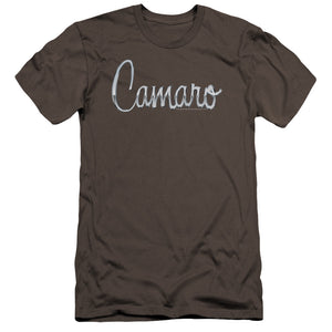 AN OFFCIALLY LICENSED CHEVROLET CLASSIC CAMARO METAL MEN'S PREMIUM SLIM FIT T-SHIRT CHARCOAL