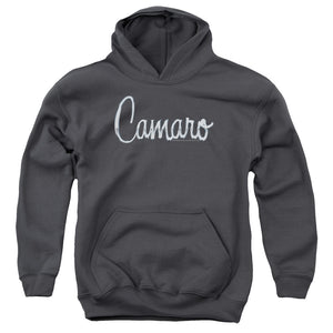 AN OFFCIALLY LICENSED CHEVROLET CLASSIC CAMARO METAL YOUTH HOODIE CHARCOAL