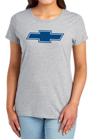 AN OFFCIALLY LICENSED CHEVROLET SIMPLE VINTAGE BOWTIE WOMEN'S REGULAR FIT T-SHIRT ATHLETIC HEATHER