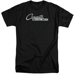 AN OFFCIALLY LICENSED CHEVROLET CHROME STINGRAY LOGO MEN'S TALL FIT T-SHIRT BLACK