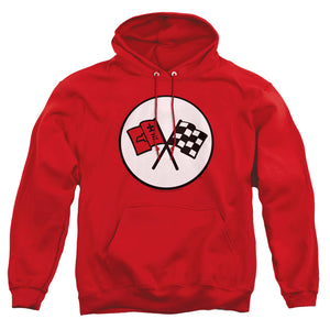 AN OFFCIALLY LICENSED CHEVROLET 2ND GEN VETTE LOGO ADULT UNISEX PULLOVER HOODIE RED