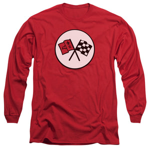 AN OFFCIALLY LICENSED CHEVROLET 2ND GEN VETTE LOGO MEN'S LONG SLEEVE T-SHIRT RED