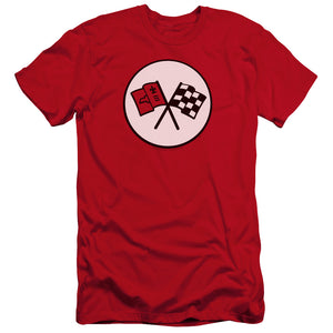 AN OFFCIALLY LICENSED CHEVROLET 2ND GEN VETTE LOGO MEN'S PREMIUM SLIM FIT T-SHIRT RED