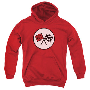 AN OFFCIALLY LICENSED CHEVROLET 2ND GEN VETTE LOGO YOUTH HOODIE RED
