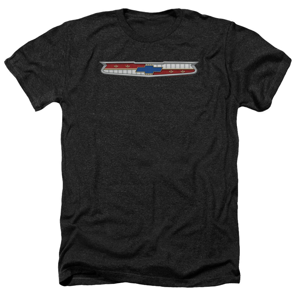 AN OFFCIALLY LICENSED CHEVROLET 56 BEL AIR EMBLEM MEN'S HEATHER T-SHIRT CHARCOAL